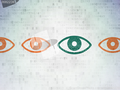 Image of Security concept: eye icon on Digital Paper background