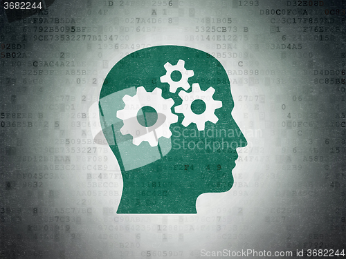 Image of Marketing concept: Head With Gears on Digital Paper background