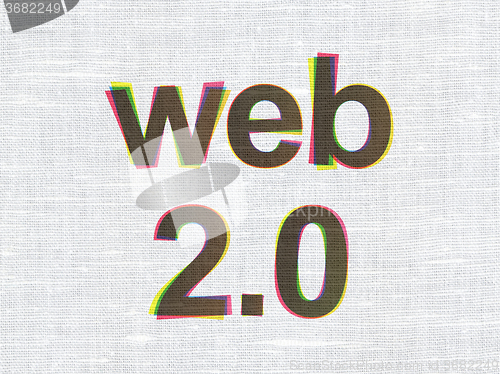 Image of Web development concept: Web 2.0 on fabric texture background