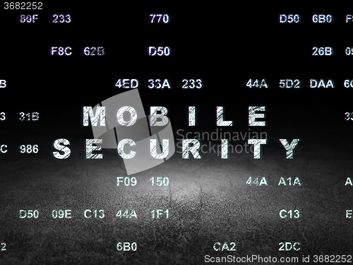 Image of Privacy concept: Mobile Security in grunge dark room