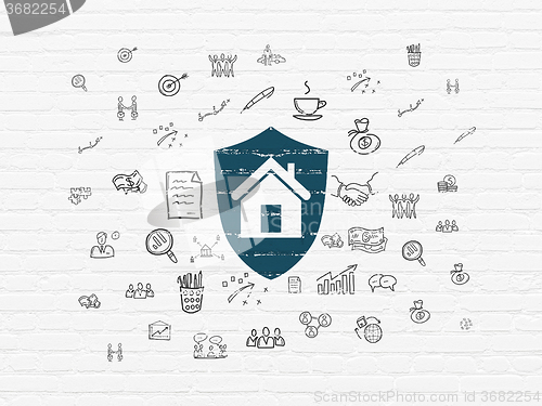 Image of Business concept: Shield on wall background