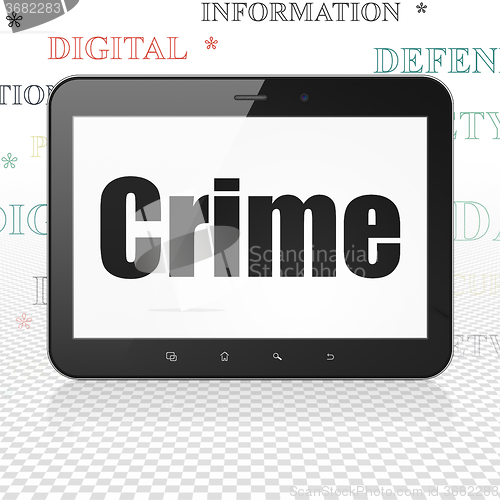 Image of Protection concept: Tablet Computer with Crime on display