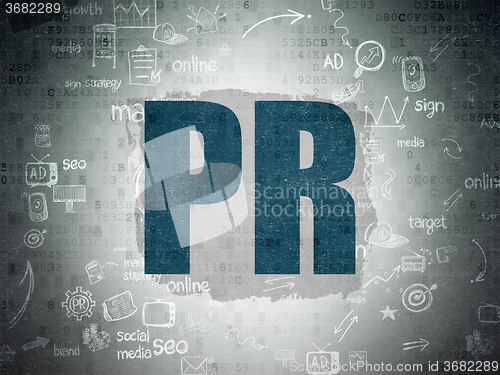 Image of Marketing concept: PR on Digital Paper background