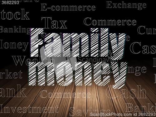 Image of Money concept: Family Money in grunge dark room