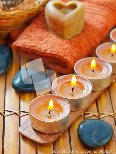 Image of soap,salt and candles