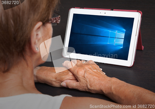 Image of HEERENVEEN, NETHERLANDS, June 6, 2015: Tablet computer with Wind