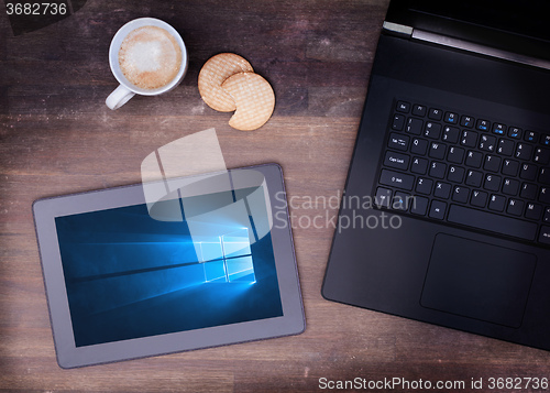 Image of HEERENVEEN, NETHERLANDS, June 6, 2015: Tablet computer with Wind