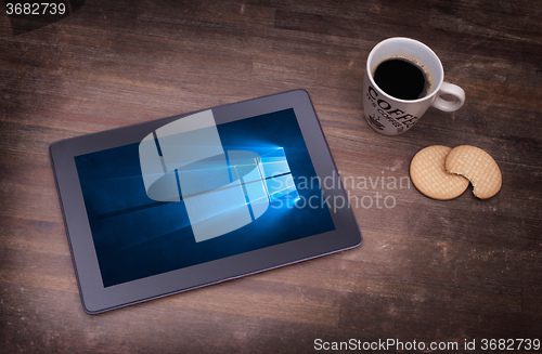 Image of HEERENVEEN, NETHERLANDS, June 6, 2015: Tablet computer with Wind