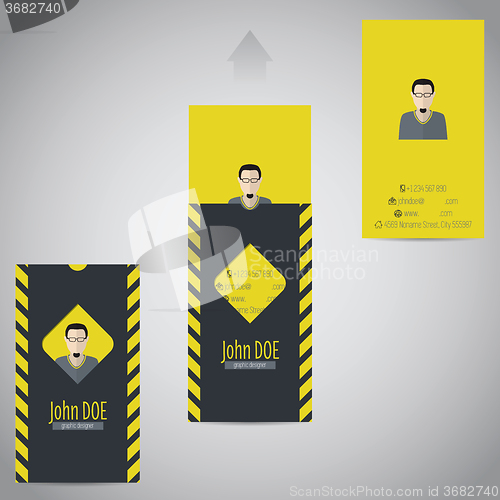 Image of Simplistic flat business card with photo and data