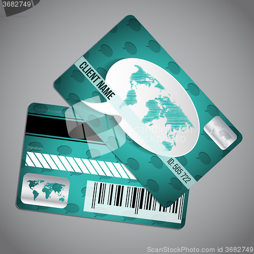 Image of Loyalty card with world map on speech bubble