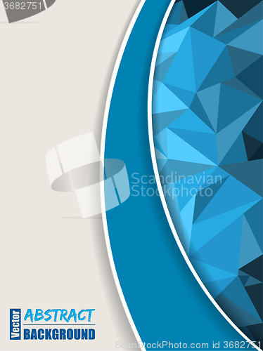 Image of Abstract blue brochure with polygons and blue stripe