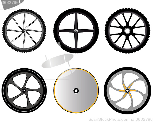 Image of bicycle wheels without spokes