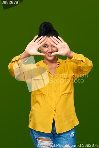 Image of Woman showing ten fingers