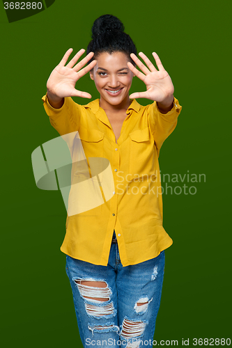 Image of Woman showing ten fingers