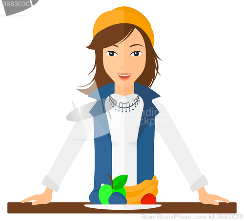 Image of Woman with healthy food.
