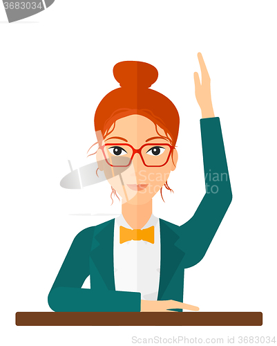 Image of Woman raising her hand.