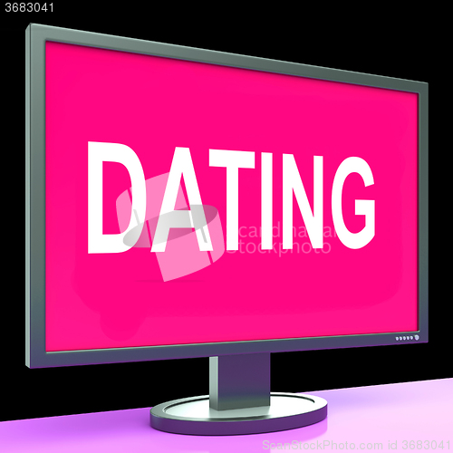 Image of Online Dating Computer Shows Romance Date And Web Love