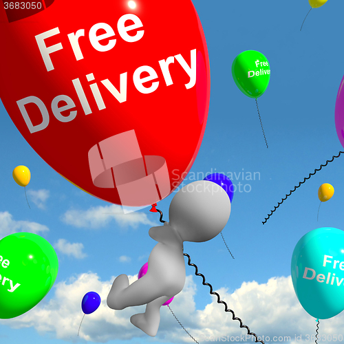 Image of Free Delivery Balloons Showing No Charge Or Gratis To Deliver