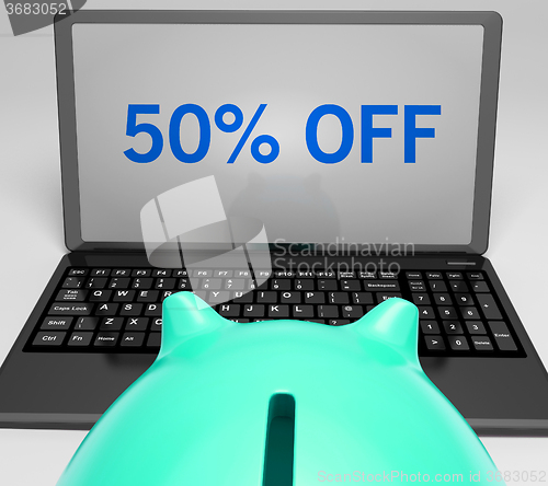 Image of Fifty Percent Off On Notebook Shows Cheap Products