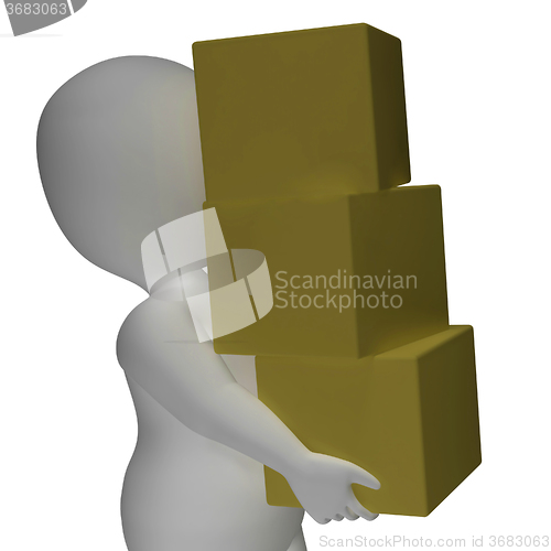 Image of Delivery By 3d Character Shows Packages Postal