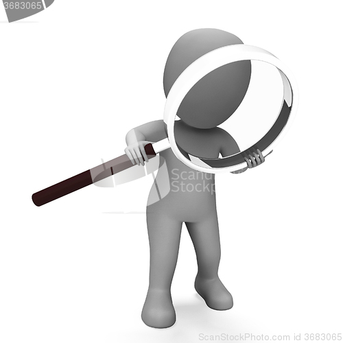 Image of Looking Magnifier Character Shows Examining Scrutinize And Scrut