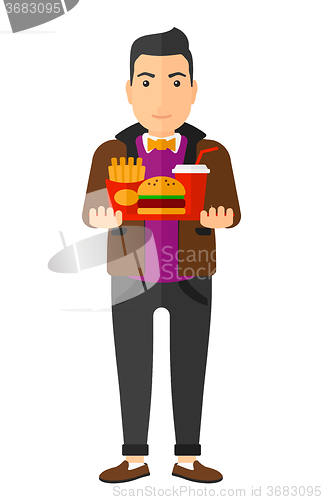 Image of Man with fast food.