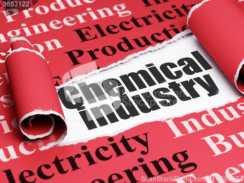 Image of Industry concept: black text Chemical Industry under the piece of  torn paper