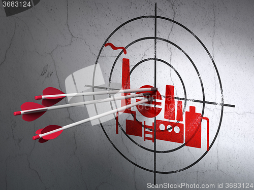 Image of Business concept: arrows in Oil And Gas Indusry target on wall background