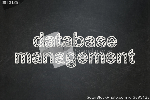 Image of Software concept: Database Management on chalkboard background