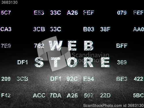 Image of Web development concept: Web Store in grunge dark room