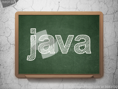 Image of Software concept: Java on chalkboard background
