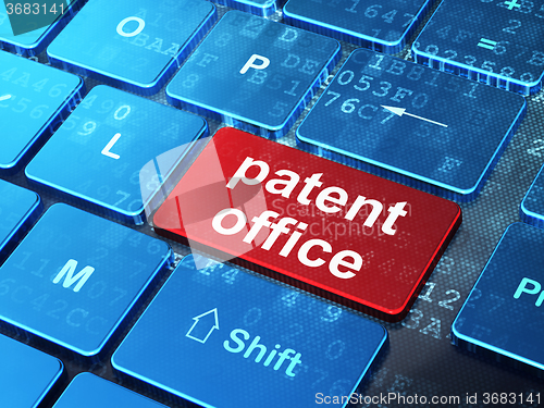 Image of Law concept: Patent Office on computer keyboard background