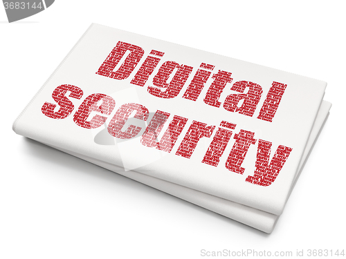 Image of Privacy concept: Digital Security on Blank Newspaper background