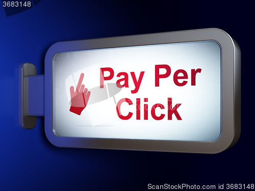Image of Marketing concept: Pay Per Click and Mouse Cursor on billboard background
