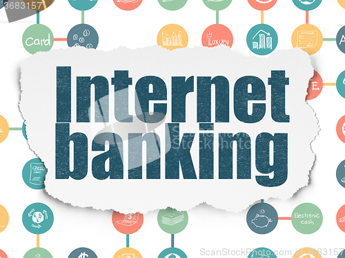 Image of Money concept: Internet Banking on Torn Paper background