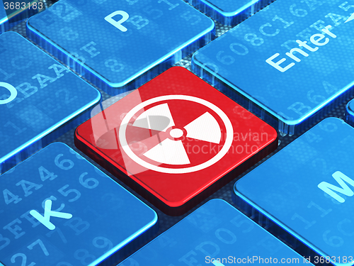 Image of Science concept: Radiation on computer keyboard background