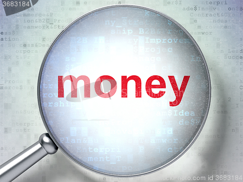 Image of Finance concept: Money with optical glass