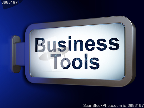 Image of Business concept: Business Tools on billboard background