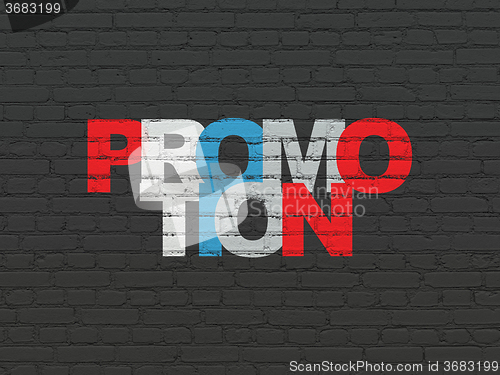 Image of Marketing concept: Promotion on wall background