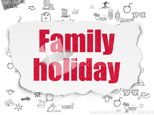 Image of Travel concept: Family Holiday on Torn Paper background