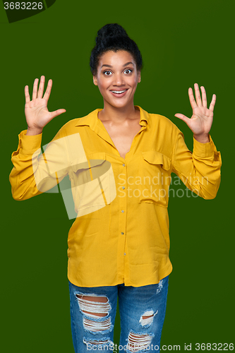 Image of Woman showing ten fingers