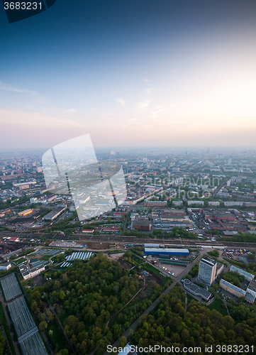 Image of Bird\'s eye view of Moscow at dawn