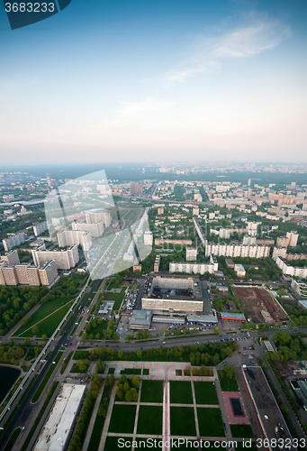 Image of Bird\'s eye view of Moscow at dawn