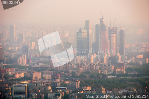 Image of Bird\'s eye view of Moscow at dawn