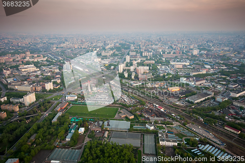 Image of Bird\'s eye view of Moscow at dawn