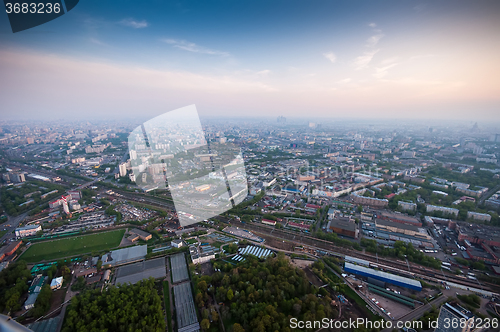 Image of Bird\'s eye view of Moscow at dawn