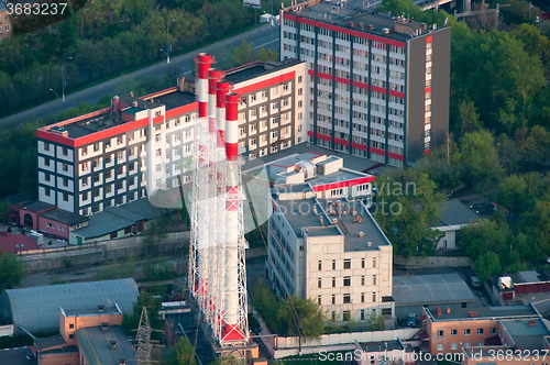 Image of Bird\'s eye view of Moscow at dawn