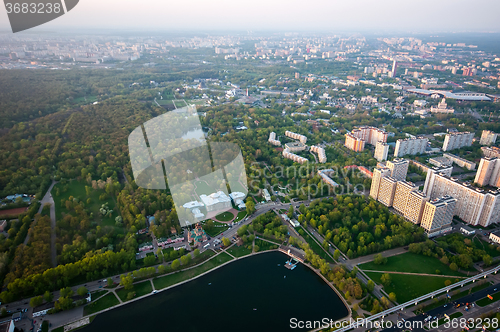 Image of Bird\'s eye view of Moscow at dawn