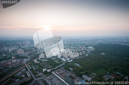 Image of Bird\'s eye view of Moscow at dawn