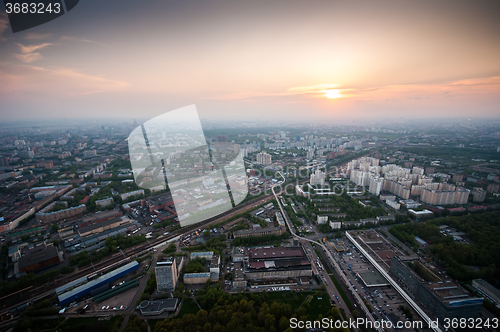 Image of Bird\'s eye view of Moscow at dawn